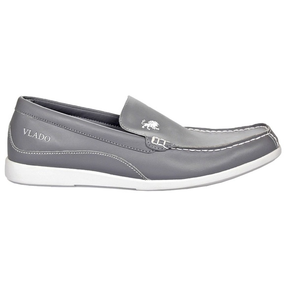 Vlado Men's Gray Leather Loafers Size 7
